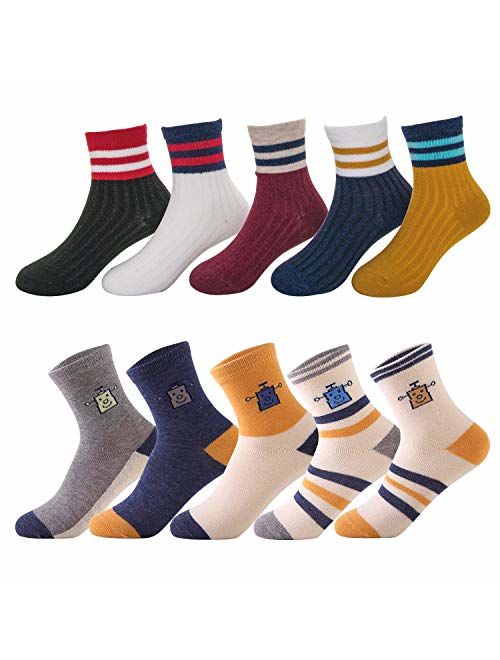 storeofbaby Kids Boys Socks 10 Pairs Baby Toddler Girls Cute Fashion Cotton Crew Dress Socks