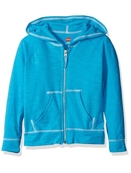 Hanes Little Girls' Slub Jersey Full Zip Jacket