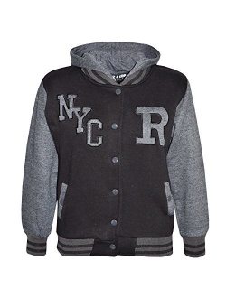 Kids Girls Boys R Fashion NYC Baseball Hooded Jacket Varsity Hoodie 5-13 Years