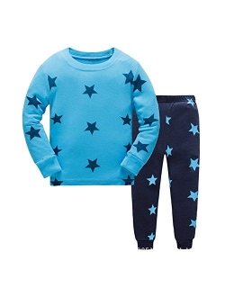 Qzrnly Children Boys Long Sleeve Cotton Pajamas 2 Piece Pjs Dinosaurs Toddler Kids Sleepwear Set