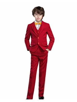 Yanlu 5 Piece Boy's Formal Suits Jacket+Vest+Pants+Shirt+Tie Kids Tuxedos 7 Colors