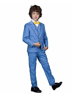 Yanlu 5 Piece Boy's Formal Suits Jacket+Vest+Pants+Shirt+Tie Kids Tuxedos 7 Colors