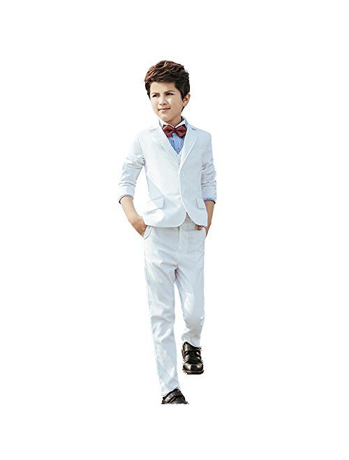 Yanlu 5 Piece Boy's Formal Suits Jacket+Vest+Pants+Shirt+Tie Kids Tuxedos 7 Colors