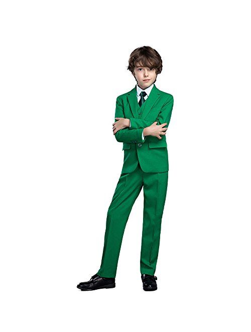 Yanlu 5 Piece Boy's Formal Suits Jacket+Vest+Pants+Shirt+Tie Kids Tuxedos 7 Colors