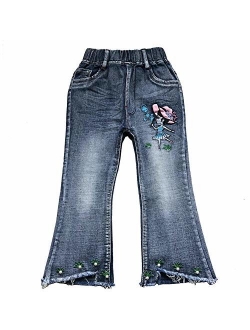 Peacolate 2-6T Infant Little Kids Embroidery Girls Jeans Denim Pants