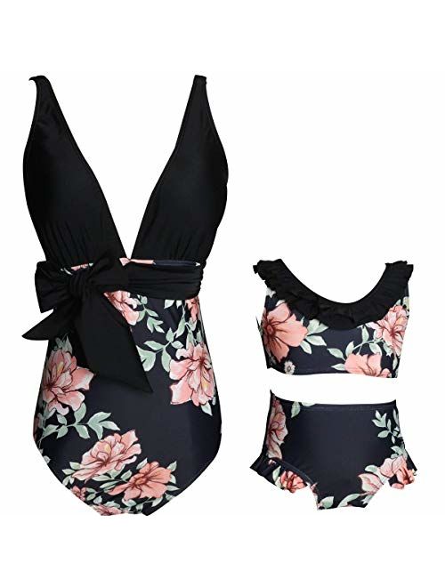 Acircle Mommy And Me Swimsuit Family Mother Girl One Piece Cutout Bathing Suit Bikini