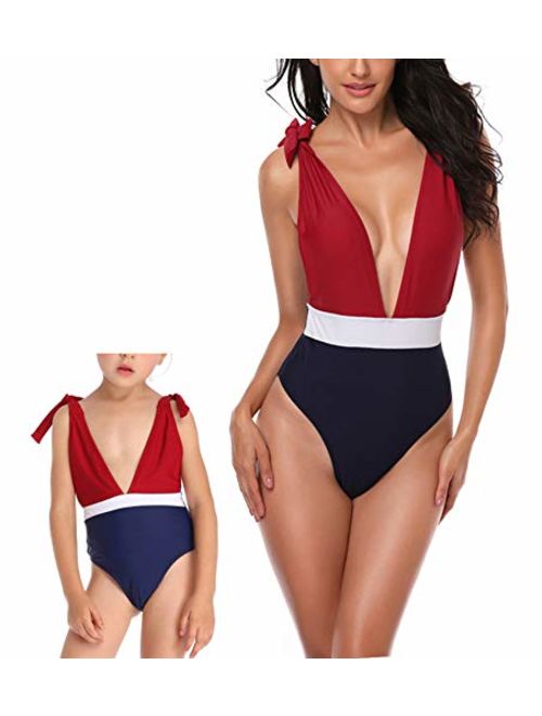 Acircle Mommy And Me Swimsuit Family Mother Girl One Piece Cutout Bathing Suit Bikini