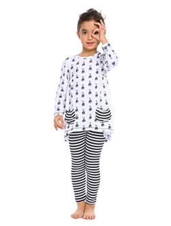 Little Girls Clothing Sets Bunny Long Sleeve Outfits 2 PCS Top Leggings Pajamas Sets