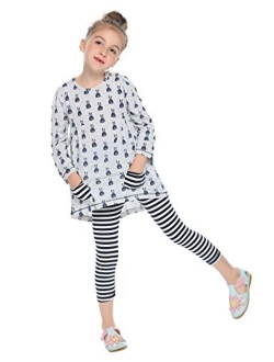 Little Girls Clothing Sets Bunny Long Sleeve Outfits 2 PCS Top Leggings Pajamas Sets