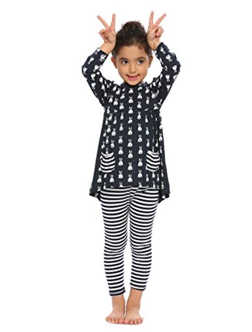 Arshiner Little Girls Clothing Sets Bunny Long Sleeve Outfits 2 PCS Top Leggings Pajamas Sets