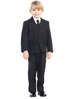 5-Piece Boy's 2-Button Dress Suit - 5 Colors: Black White Ivory Navy Gray (Infant to Boys 20)