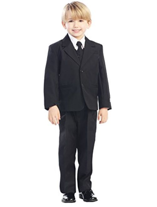 5-Piece Boy's 2-Button Dress Suit - 5 Colors: Black White Ivory Navy Gray (Infant to Boys 20)