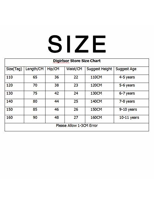 Digirlsor Little Big Girls Elastic Waist Jeans Toddler Kids Cartoon Print Casual Denim Pants Trousers,4-11Y