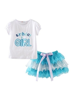 Birthday Outfit for Girl Birthday T-Shirt and Tutu Skirt Set