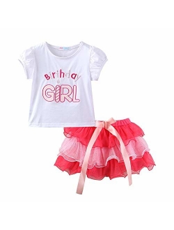 Birthday Outfit for Girl Birthday T-Shirt and Tutu Skirt Set