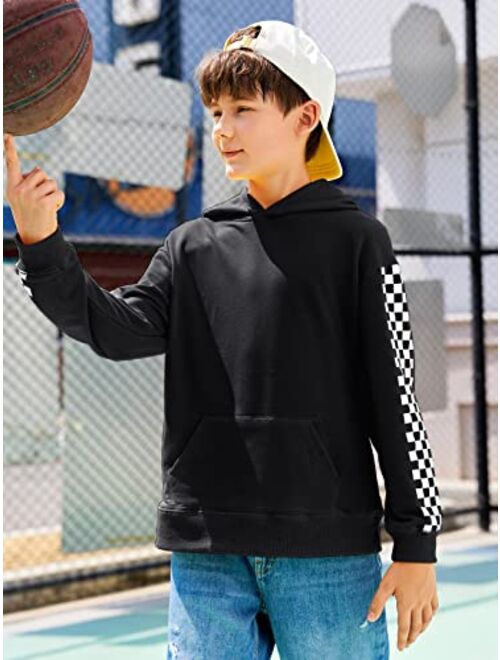 FUMIKAZU Kids Crop Tops Plaid Hoodies Long Sleeve Cute Pullover Sweatshirt with Pocket