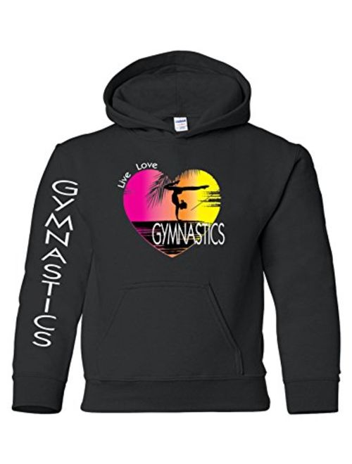 Allntrends Kids Youth Hoodie Gymnastics Pink Print Love Sport Girly Gymnast