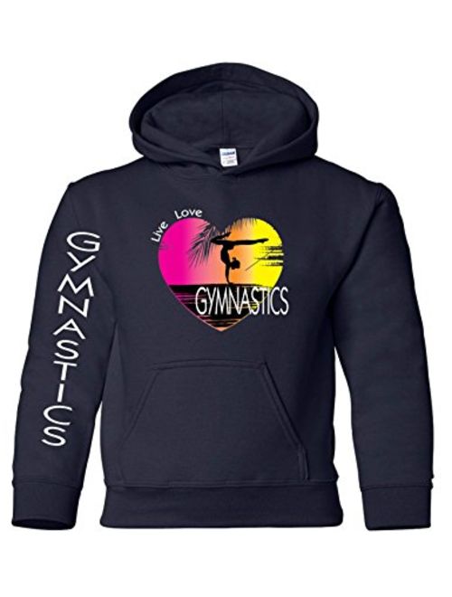 Allntrends Kids Youth Hoodie Gymnastics Pink Print Love Sport Girly Gymnast