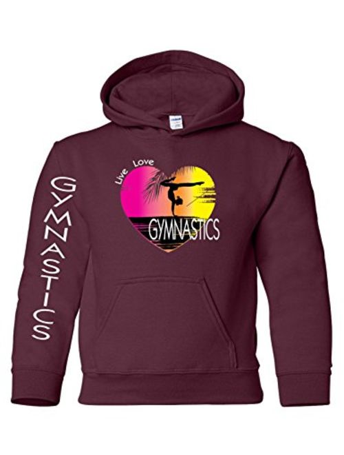 Allntrends Kids Youth Hoodie Gymnastics Pink Print Love Sport Girly Gymnast