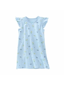 Allmeingeld Girls' Princess Nightgowns Heart Print Sleep Shirts Cotton Sleepwear for 3-12 Years