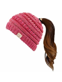 C.C Children Kids Beanie Chunky Knitted Beanie Pony Tail Hat for Kid Ages 2-7 (MB-847) (MB-816)