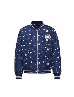 Girls' Lightweight Water-Resistant Varsity Bomber Jacket