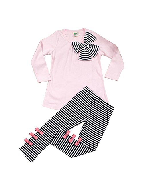 Asherangel 2pcs Baby Girls Bowknot T-Shirt Top+Pants Leggings Trousers Outfit