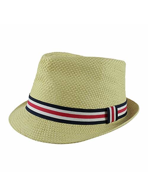 PEAK 2 PEAK Unisex Kids Straw Trilby Fedora Cap Felt Fedora Hat Short Brim Sunhat