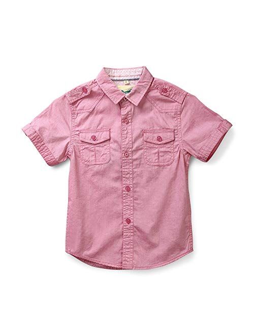 Boys' Summer Short Sleeve Button Down Cotton Shirt