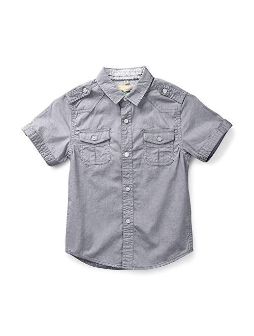 Boys' Summer Short Sleeve Button Down Cotton Shirt