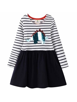 Frogwill Girls Long Sleeve Striped Jersey Casual Dresses Tunics 18M-8Y