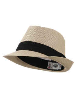 Kid's Paper Straw Black Band Fedora - Red OSFM