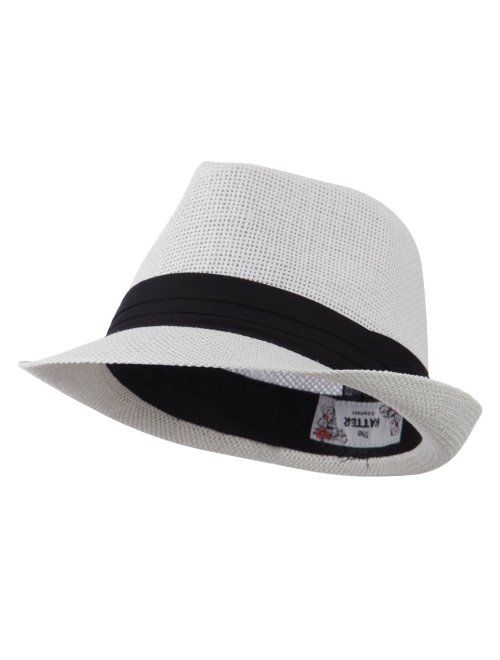 Kid's Paper Straw Black Band Fedora - Red OSFM