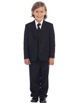 5-Piece Boy's 2-Button Suit Tuxedo 5 Colors: Black White Ivory Khaki Light Gray