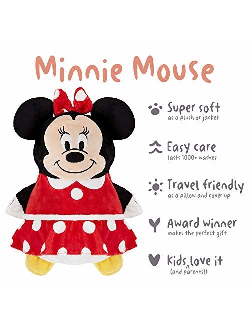 CUBCOATS Minnie Mouse - 2-in-1 Transforming Hoodie and Soft Plushie - Red and Black