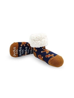 Pudus Cozy Kids & Toddler Slipper Socks with Non-Slip Grippers & Warm Fleece Lining