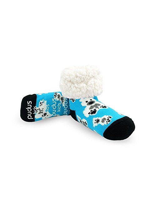 Pudus Cozy Kids & Toddler Slipper Socks with Non-Slip Grippers & Warm Fleece Lining