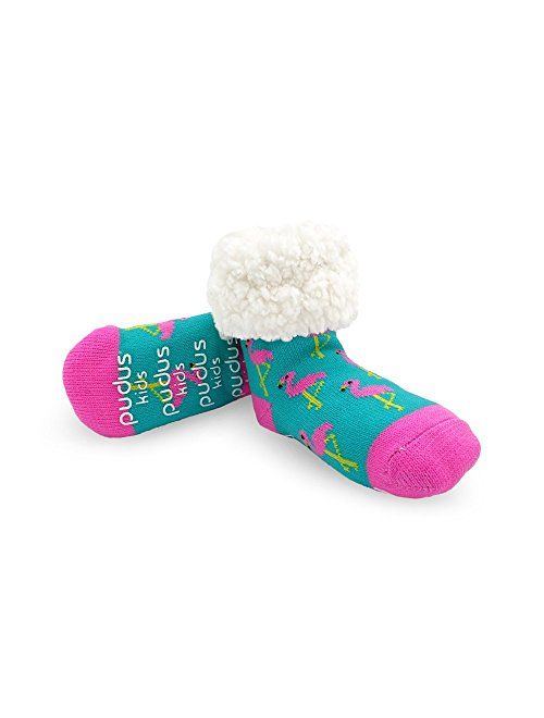 Pudus Cozy Kids & Toddler Slipper Socks with Non-Slip Grippers & Warm Fleece Lining