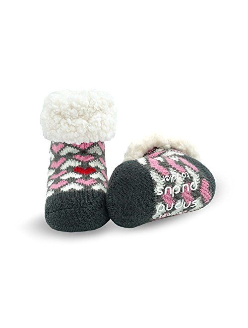 Pudus Cozy Kids & Toddler Slipper Socks with Non-Slip Grippers & Warm Fleece Lining