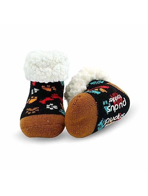 Pudus Cozy Kids & Toddler Slipper Socks with Non-Slip Grippers & Warm Fleece Lining