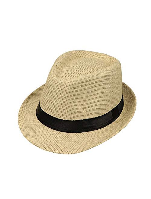 EachEver Kid Boys Fedora Hat Jazz Cap Cotton Photography Trilby Top Sun Hats