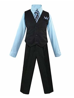 Luca Gabriel Toddler Boys' 4 Piece Vest Shirt Tie Pant and Hanky Set