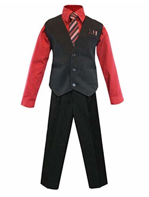 Luca Gabriel Toddler Boys' 4 Piece Vest Shirt Tie Pant and Hanky Set