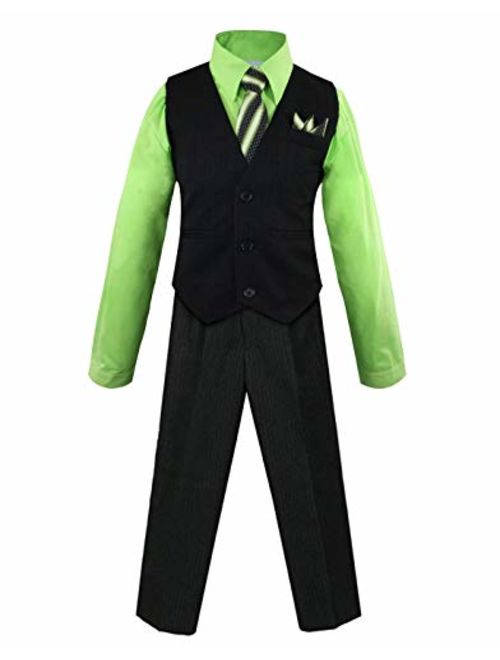 Luca Gabriel Toddler Boys' 4 Piece Vest Shirt Tie Pant and Hanky Set