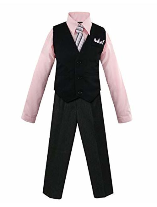 Luca Gabriel Toddler Boys' 4 Piece Vest Shirt Tie Pant and Hanky Set