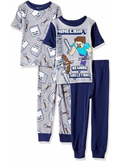 Minecraft Boys' 4-Piece Cotton Pajama Set