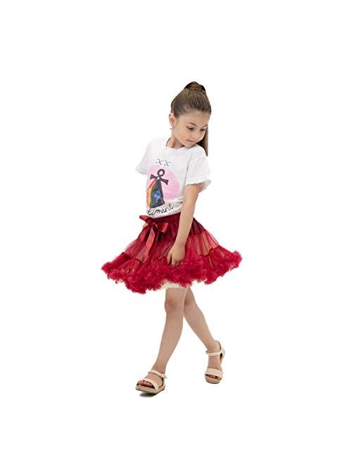 kephy Baby Pettiskirt Little Girl Pleated Tulle Skirt Extra Fluffy Princess Tutu Skirt Dance Dress (0-10T)