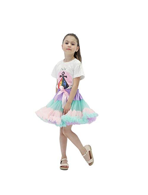 kephy Baby Pettiskirt Little Girl Pleated Tulle Skirt Extra Fluffy Princess Tutu Skirt Dance Dress (0-10T)