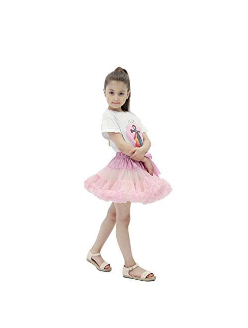 kephy Baby Pettiskirt Little Girl Pleated Tulle Skirt Extra Fluffy Princess Tutu Skirt Dance Dress (0-10T)