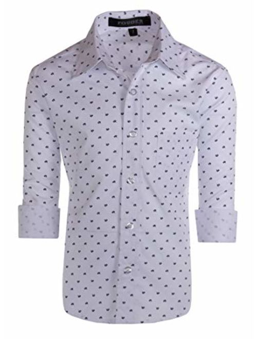 Fouger USA Boys Slim Fit Long Sleeve Dress Shirt - Gryffin